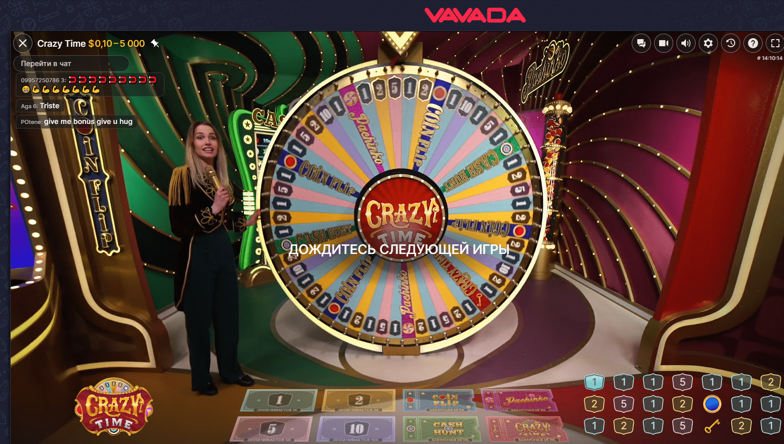 juego Crazy time en Vavada casino